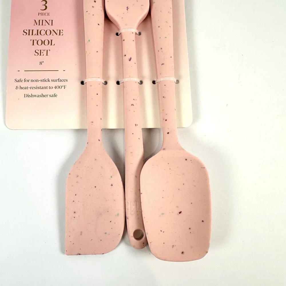 Paris Hilton Mini Silicone Kitchen Tool Set Pink Speckled 3pc 8